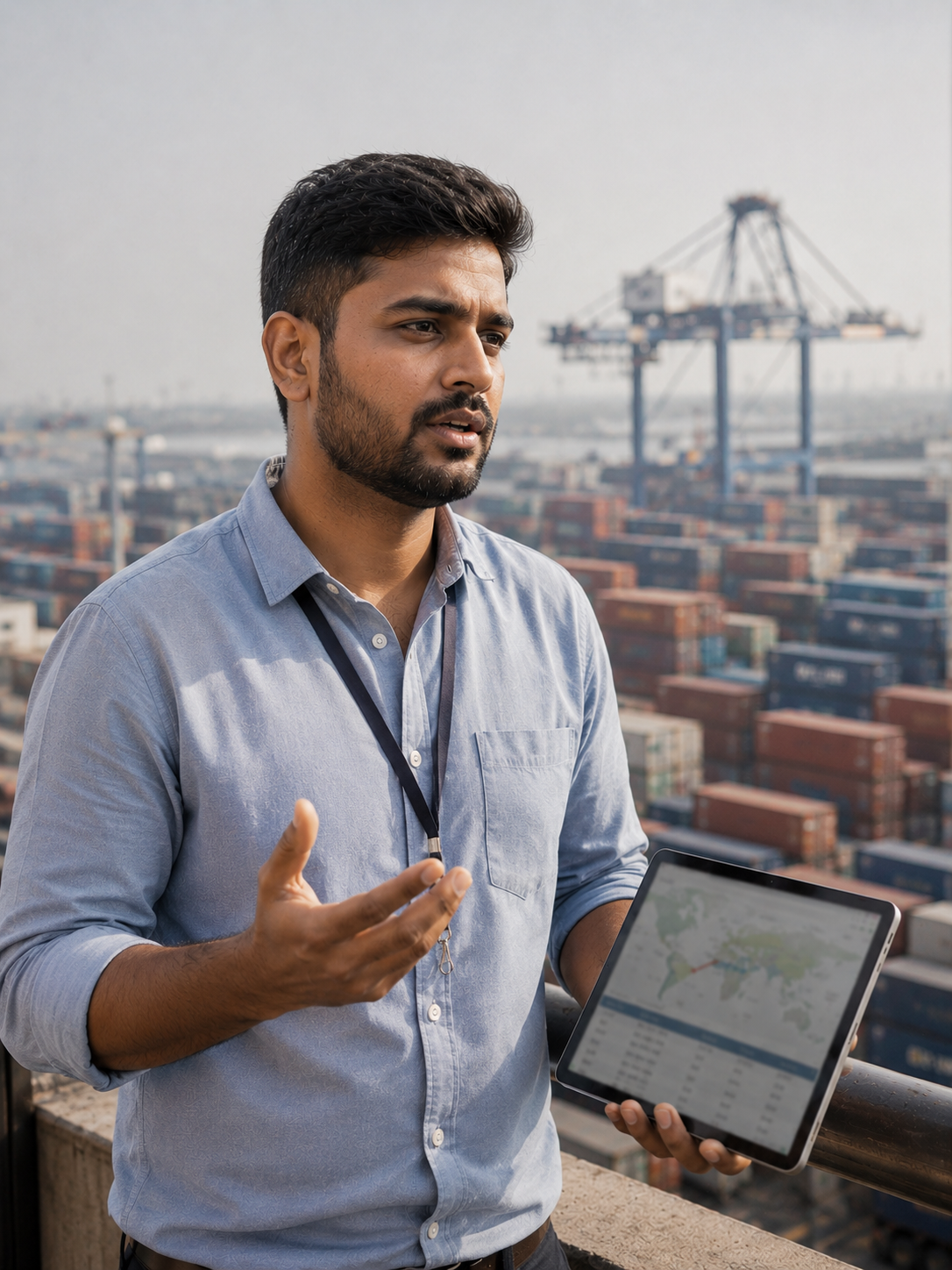 A freight forwarder coordinating shipments on screens
