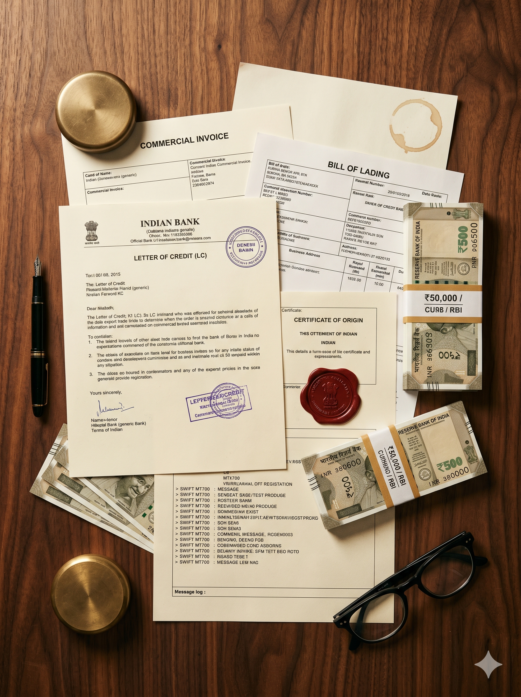 A bank trade-finance officer reviewing shipment documents